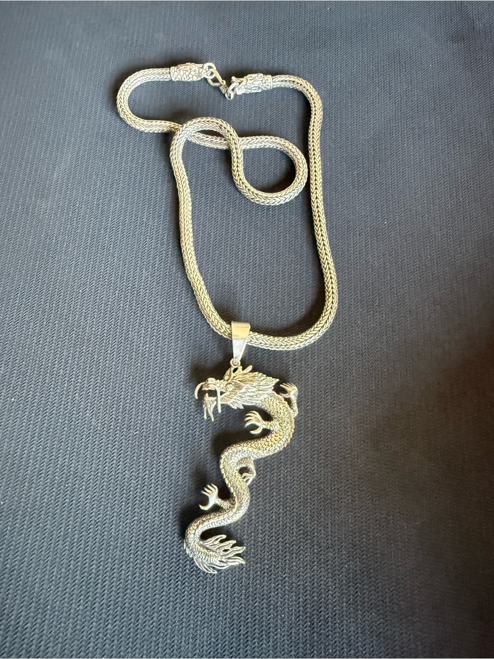 .925 Sterling silver Dragon Pendant Necklace. Lightly used. One of the kind piec
